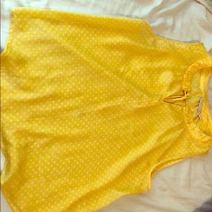 Yellow. White polka dot. Blouse
